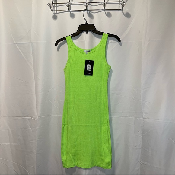 Abigail Ribbed Mini Dress - Lime - Picture 2 of 8
